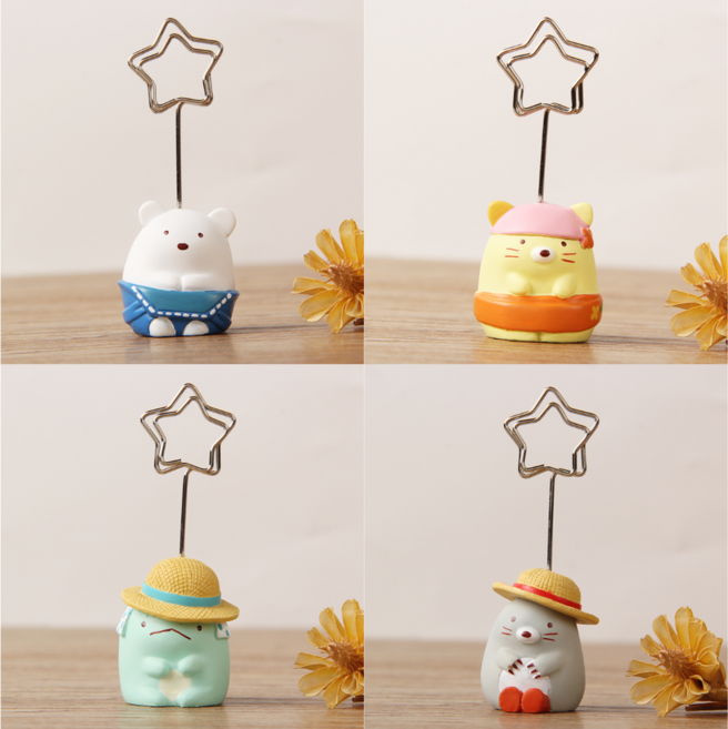 사무실 책상 메모 꽂이 메시지 홀더 귀여운 동물 세트, 메모 꽂이 캐릭터 4종, 1세트, 1개