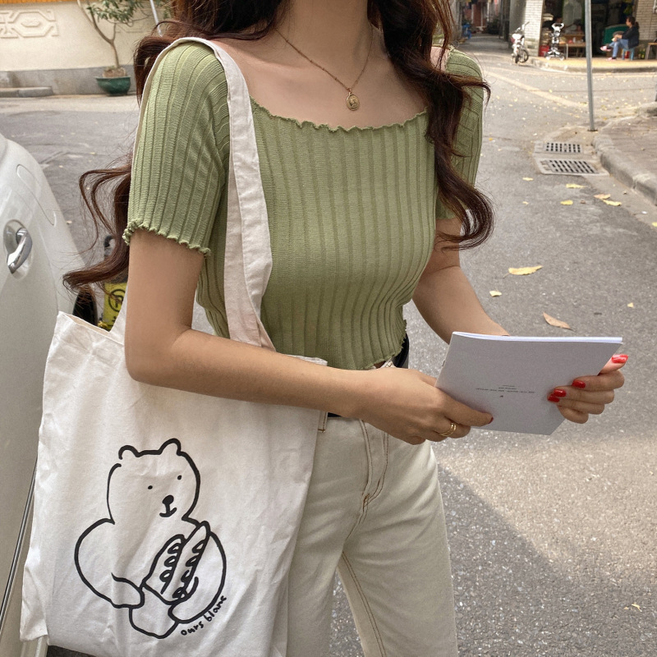 요아해아네 스모크밴딩 스타일 크롭티