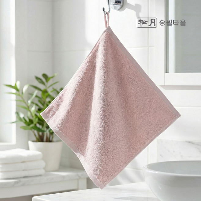 송월타올 오가닉 코마30수 무지 고리수건 네임 핸드타월, 핑크, 5세트