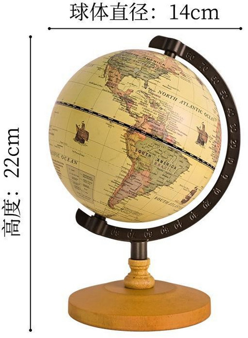 復古純英文地球儀 14cm, 純英文復古球14cm