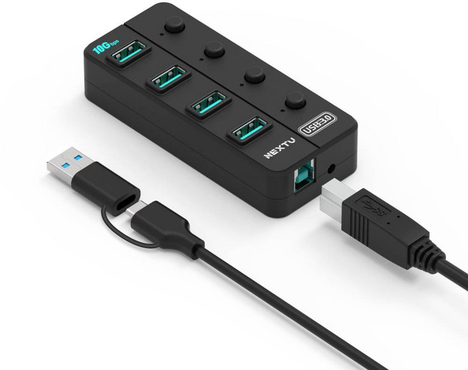 NEXT-813U3NP-10G USB3.2 GEN2 10G 4포트 무전원 허브 (DC 5V 어댑터 미포함), 1개