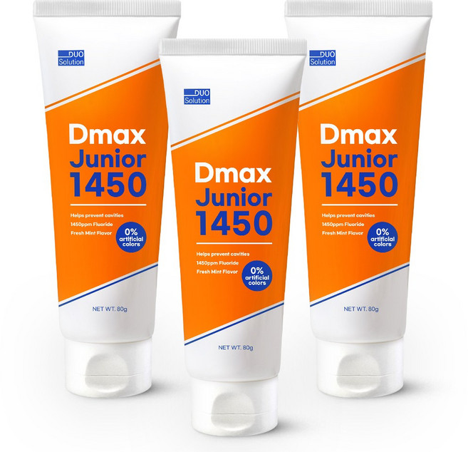듀오솔루션 디맥스 주니어1450 민트향 어린이치약, 80g, 3개