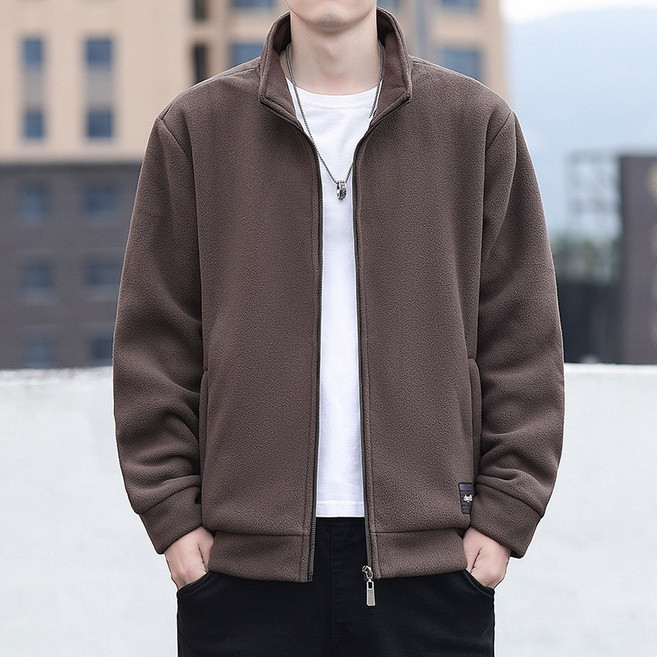 FANSYLI 남성 후리스 자켓 봄가을 하이넥 캐주얼 자켓 루즈핏 기모 집업 트레이닝 상의 빅사이즈 간절기 자켓 W2508A14