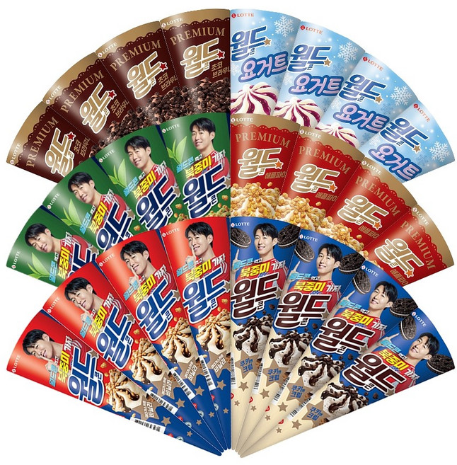 북중미 월드콘 바닐라 x4개+쿠앤크 x4개+말차 x4개+애플파이 x4개+초코브라우니 x4개+요거트 x4개, 160ml