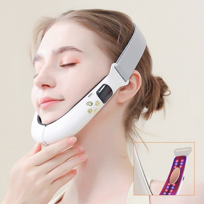 얼굴마사지기 LED 미세전류형 윤곽 브이라인 얼굴 붓기, 1개, 흰색