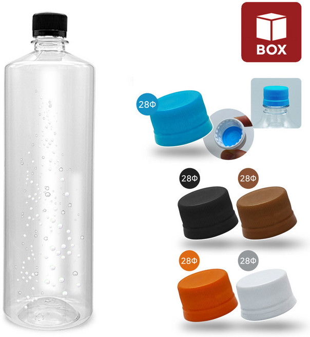 (1BOX) 내압캡 일자페트 1000ml (80개입), 블랙, 1개