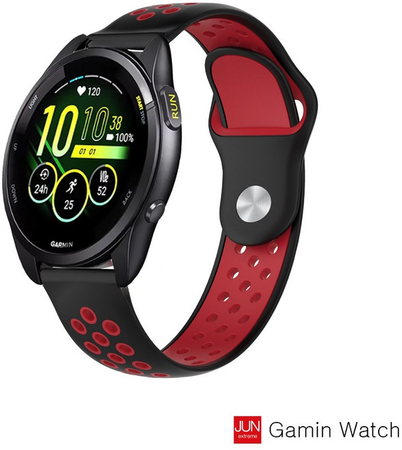 나인식스 가민워치 55 165 베뉴2Plus 어프로치 호환 N스포츠 실리콘 스트랩 밴드, 1개, 블랙-레드