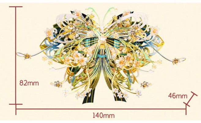 藝模 金屬拼圖 立體3D模型 拼裝玩具 手工DIY 禮物, 1個, 蝶戀花-翠翹