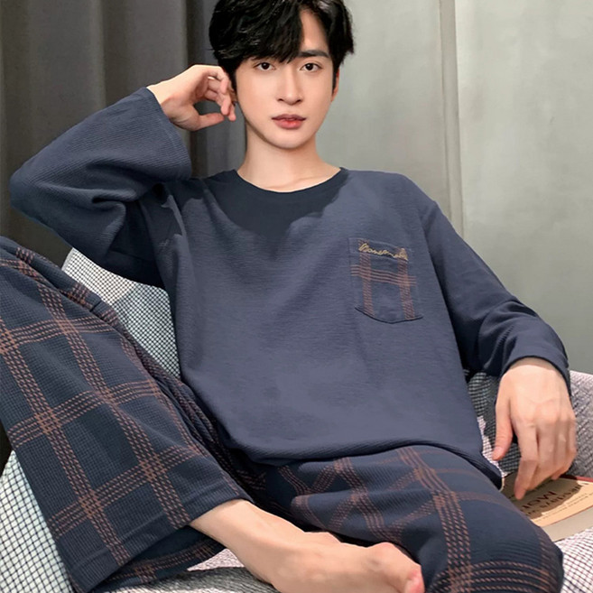 2026 남성 잠옷 세트 긴팔 봄 간절기 파자마 부드러운 수면복 편안한 홈웨어 실내복