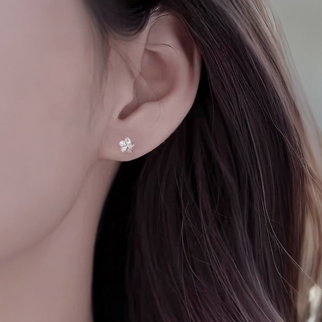 1+1 순은999 입체 플라워 스터드 귀걸이 / 데일리 실버 귀걸이