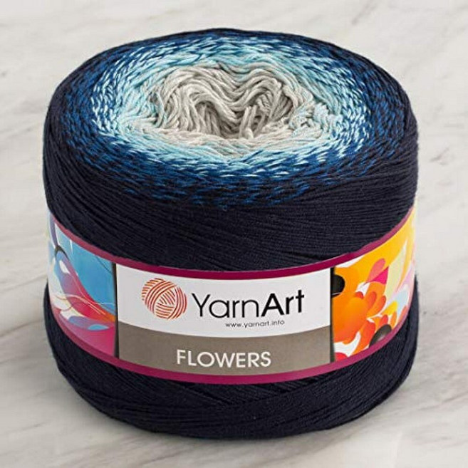 YarnArt 면 아크릴 실 꽃 55% 면 45% 아크릴 250gr 1000m 멀티컬러 레인보우 스포츠 실 (314), 261, 1개