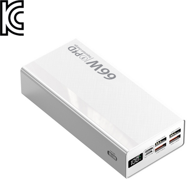 GoaTa 보조배터리 50000mAh 초대용량 66W 고속충전 캠핑용보조배터리, 흰색, W66