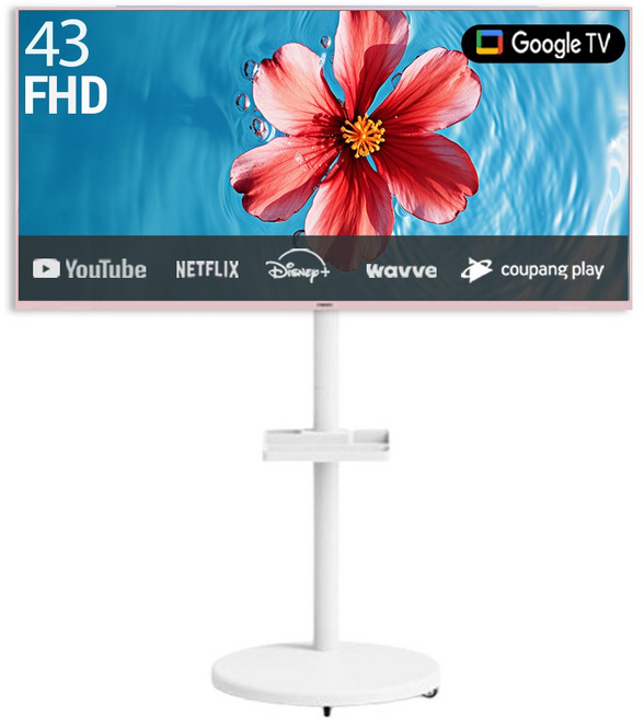 프리토스 43인치 구글 스마트TV + 삼탠바이미 무빙스탠드 세트 43FHD 핑크&화이트, 방문설치, 스탠드형, 무빙스탠드 세트(핑크에디션+화이트), 109cm(43인치)