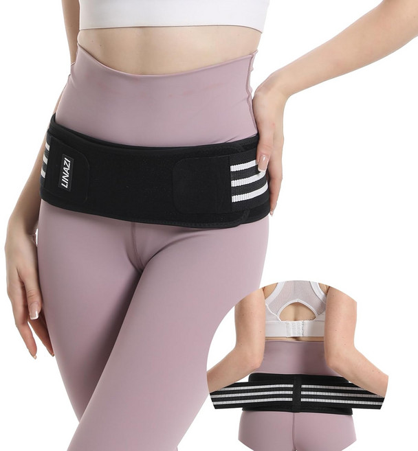 SI 벨트 - 여성 남성용 천골 좌골 요통 고관절 및 골반 을 위한 관절 지지 장치 검은색 플러스엉덩이 크기 47-58, Plus(Hip Size 47''-58''), 1개