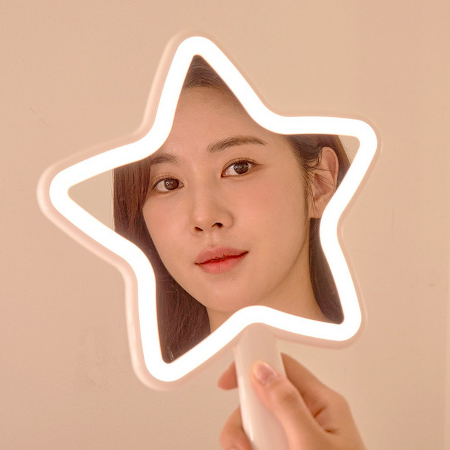 무선 LED 조명 메이크업 양면 손거울, 홀리스타, 1개