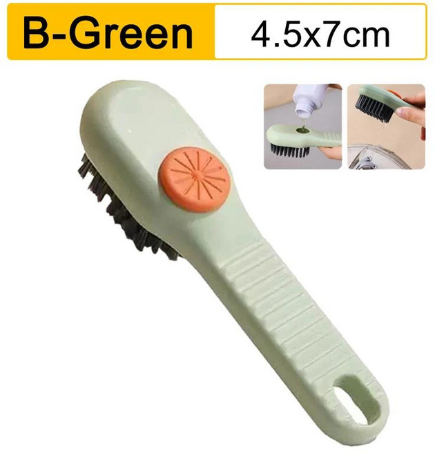 다기능 청소 브러시 ​​부드러운 강모 자동 액체 방전 신발 긴 손잡이 세탁 의류 도구, B-Green, 05 B-Green