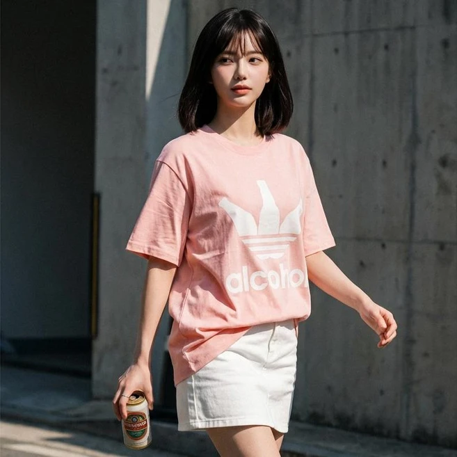 데일리마쥬 킹받는 밈 알코올 alcohol 오버킷 패러디 반팔 티셔츠 - 쿠팡