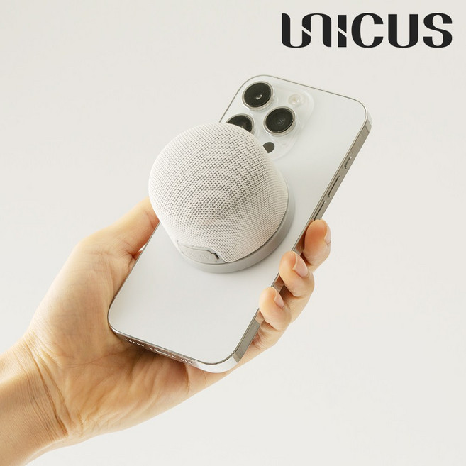 우니쿠스 맥세이프 블루투스 스피커 UMG-BTS5D 휴대용 무선 미니 마그네틱 BT6.0, 크림, 1개