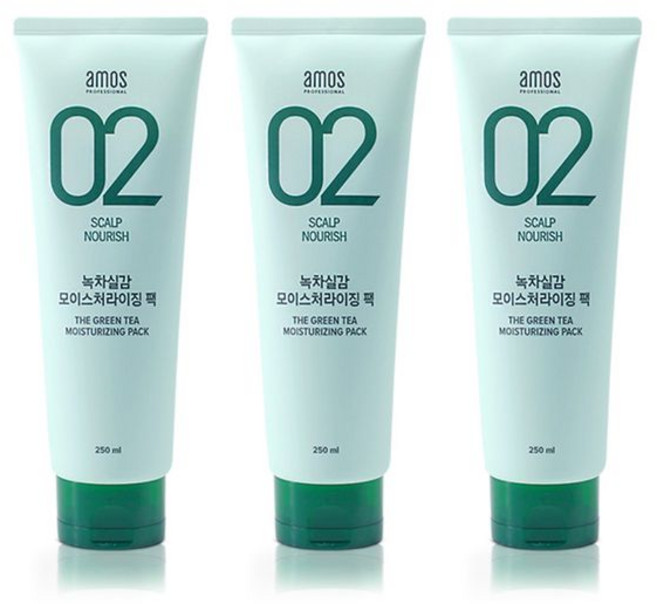 아모스프로페셔널 녹차실감 모이스처라이징 팩, 250ml, 3개