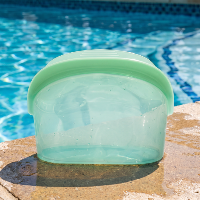 스윔데이 실리콘 방수 수영파우치, 올리브그린