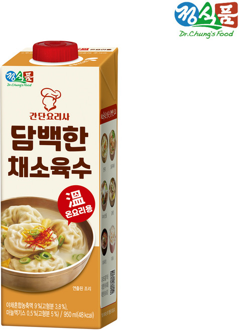 정식품 간단요리사 담백한 채소육수 [11/1 이후 순차출고상품], 950ml, 4개
