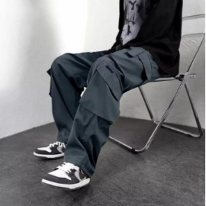 美式工裝褲 多口袋 韓版寬鬆束腳褲 休閒九分工作褲