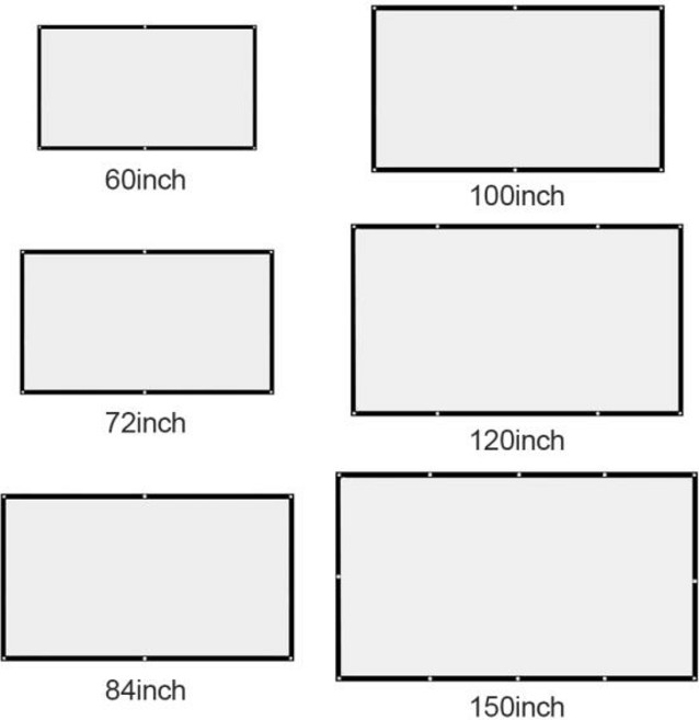 휴대용 프로젝터 스크린 169 간단한 커튼 폴리에스터 폴드 HD 반사 천 침실 홈 야외 액세서리, 02 84 인치