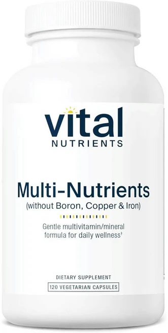 바이탈 뉴트리언츠 멀티-뉴트리언트 보론 코퍼 앤 철분프리 멀티비타민 캡슐 Vital Nutrients Multi-Nutrients, 1개, 120정 - 쿠팡