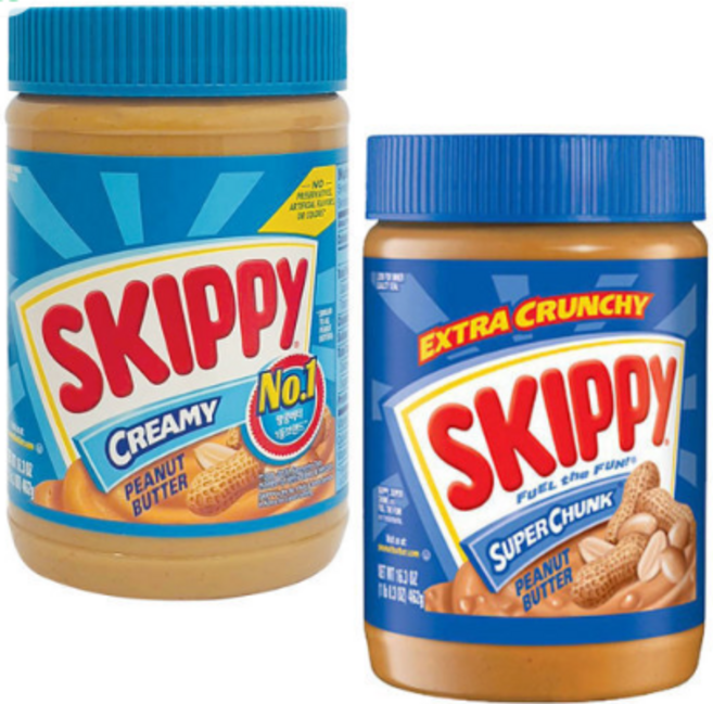 스키피 땅콩버터 2종(크리미+청크), 462g, 2개
