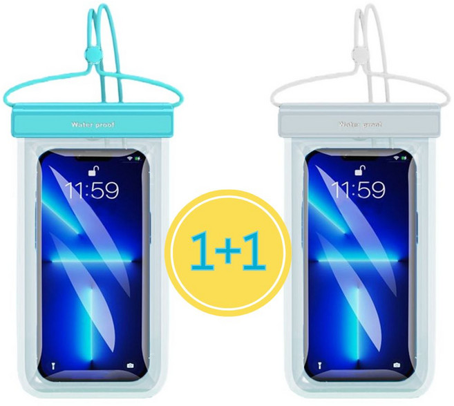 리빙루트 휴대폰 방수팩 IPX8 스마트폰 방수케이스, 1세트, 화이트+민트