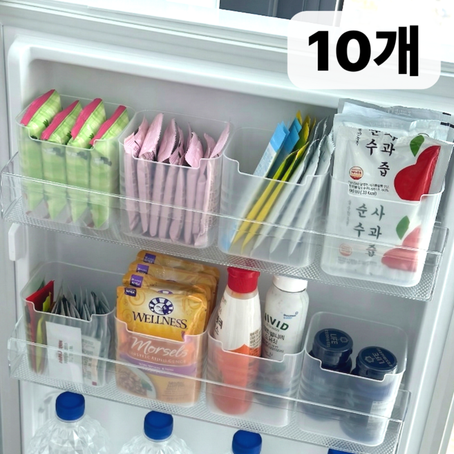 데이모노 냉장고 도어포켓 공간 활용 정리함, 10개, 반투명