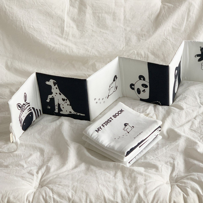 국내제작 패브릭 흑백 헝겊 초점책 아기병풍 신생아 출산선물, 패브릭초점책