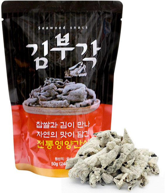 지구마을 전통영양간식 서천김 수제 찹쌀 김부각 50g, 5개