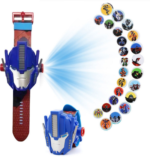 [현투몰] 로봇캐릭터 손목 빔 프로젝터 시계 장난감, 1개, 레드