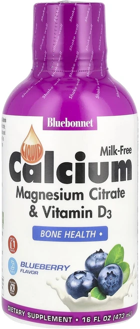 Bluebonnet Nutrition 액상 칼슘 마그네슘시트레이트 및 비타민D3 블루베리 맛 473ml(16fl oz), Bluebonnet Nutrition 액상 ..., 1개, 473ml - 쿠팡