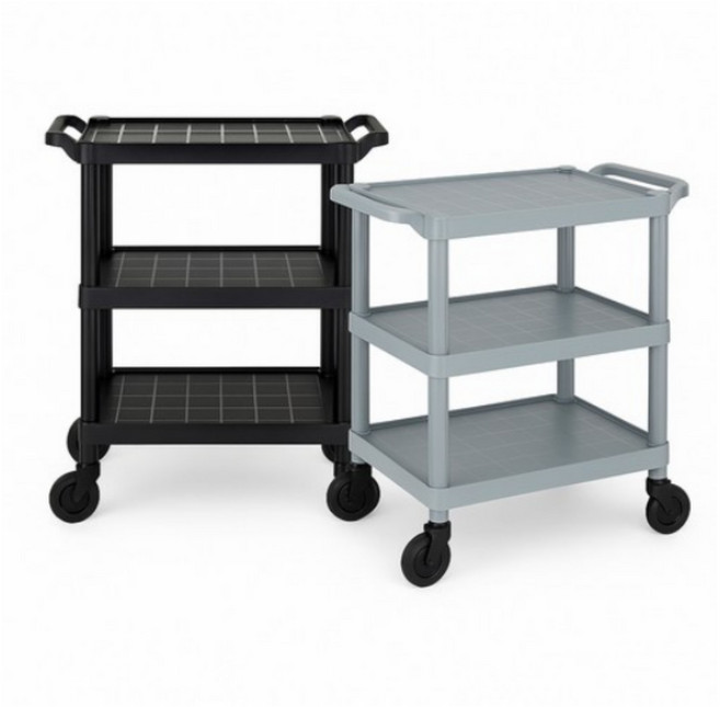 [라이프초이스]업소용 식당 블랙/그레이 3단 운반 서빙 카트 이동식 트롤리 다용도 중형, 1개, 회색중