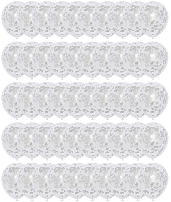 아트포유 컨페티 풍선 세트 30cm, 50개, 화이트 골드