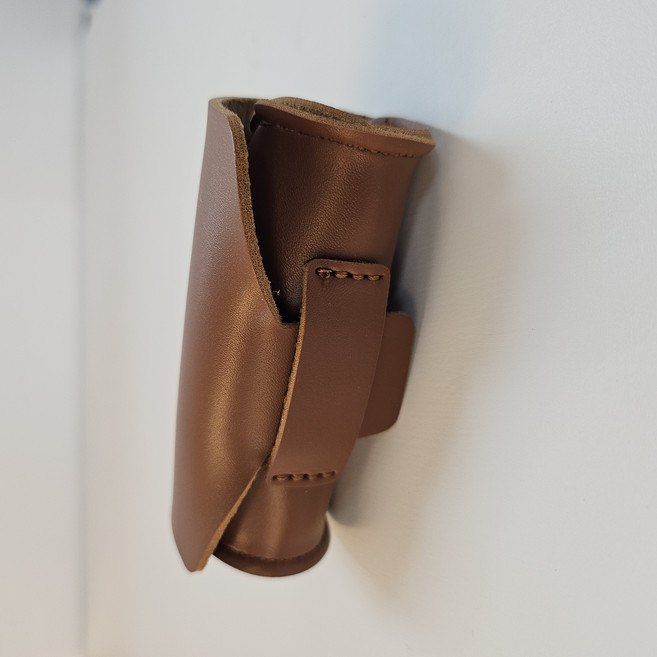 가죽 도장 케이스 립밤 심플 시크 모던, 1개, 브라운