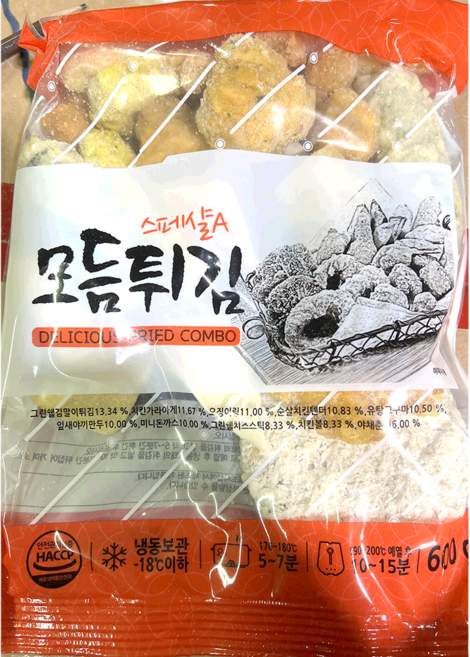 청우 모둠튀김 냉동 스페셜A 600g 튀김 해산물, 1개