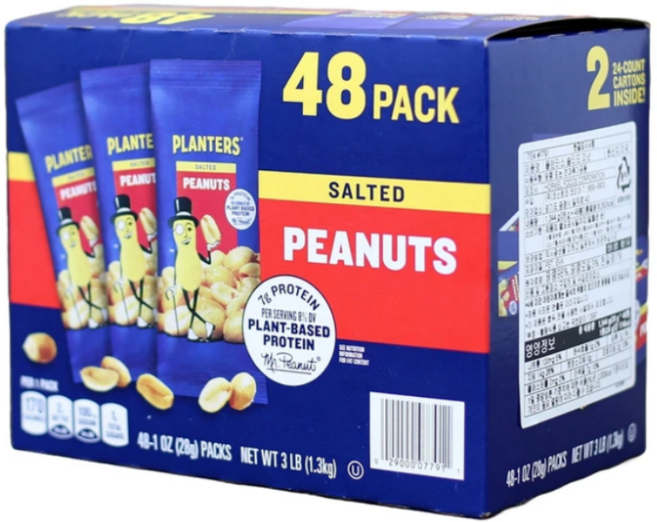 Planters Salted Peanuts 플랜터스 솔티드 피넛 가염 땅콩 28g 48개입 2팩, 48개, 1.3kg