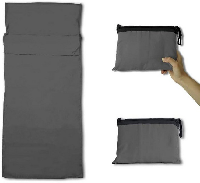 자이블러 경량 침낭 라이너 캠핑 여행 시트 하이킹 호텔 호스텔 및 여행용 초경량 자루 스터프 자루, Dark Gray, 다크 그레이, 1개