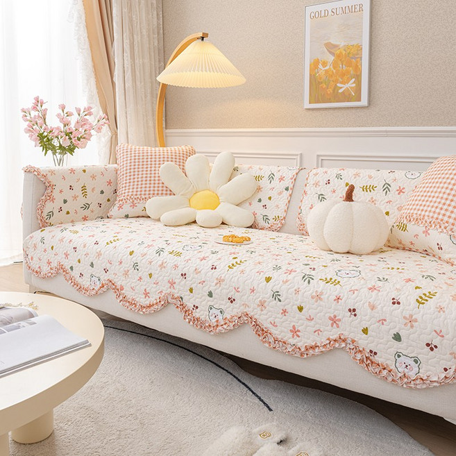 개웃기냥 화사하고 아기자기한 로맨틱한 100%면 미끄럼 방지 쇼파 패드 쿠션커버