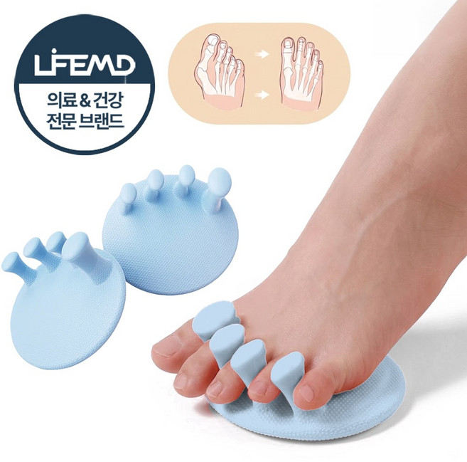 라이프엠디 오다리 교정 슬리퍼 아치 서포트 발가락 실내화 바른 자세 신발 하체 스트레칭 기구 가지미근 슈즈, 블루, 1세트