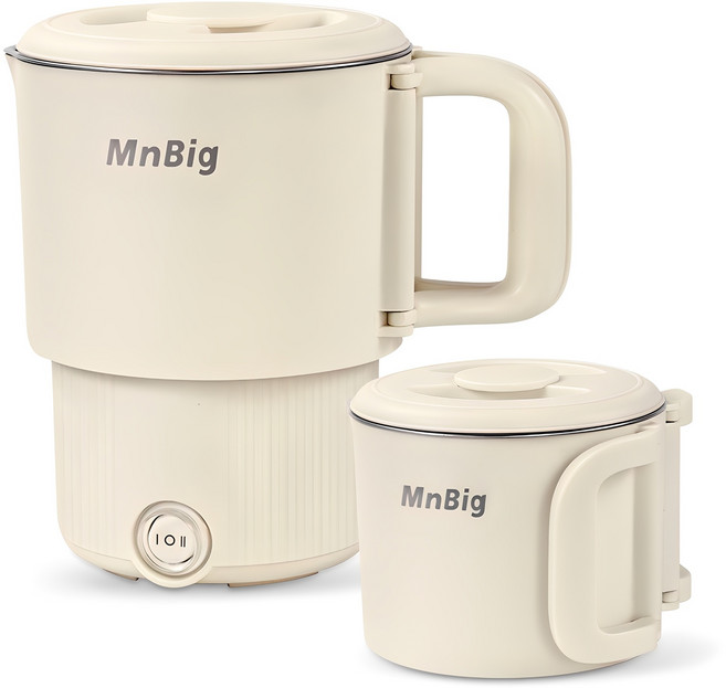접이식 멀티 전기포트 냄비 여행용 휴대용 캠핑용 커피 분유 미니 햇반 라면, 아이보리, 주전자, 아이보리