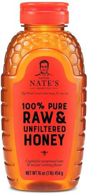Nature Nates 100% 순수 여과되지 않은 생꿀 스퀴즈 병 천연 감미료, 454g, 2) Bottle  8 Fl Oz Pack of 4