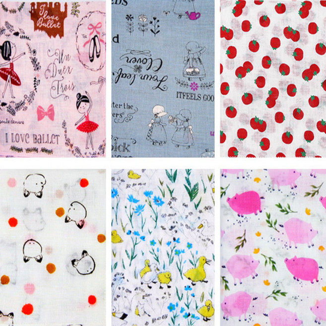 마리엔느 여성 손수건 아사면 캐릭터 빅사이즈 실속형 6장 1세트