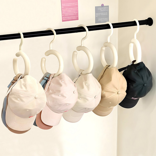 아이리벳 마카롱 모자걸이 다용도 가방 모자 스카프 벨트 속옷 수납 정리대 공간절약 후크 헹거, 5개, 크리미 아이보리