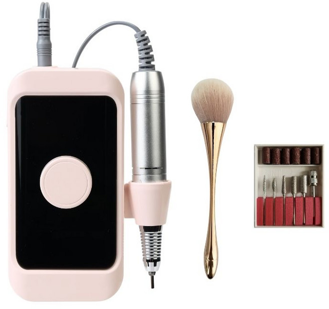 YINUO 네일 드릴 머신 전기 네일 관리기 젤네일 제거 USB충전식, 핑크, 1개