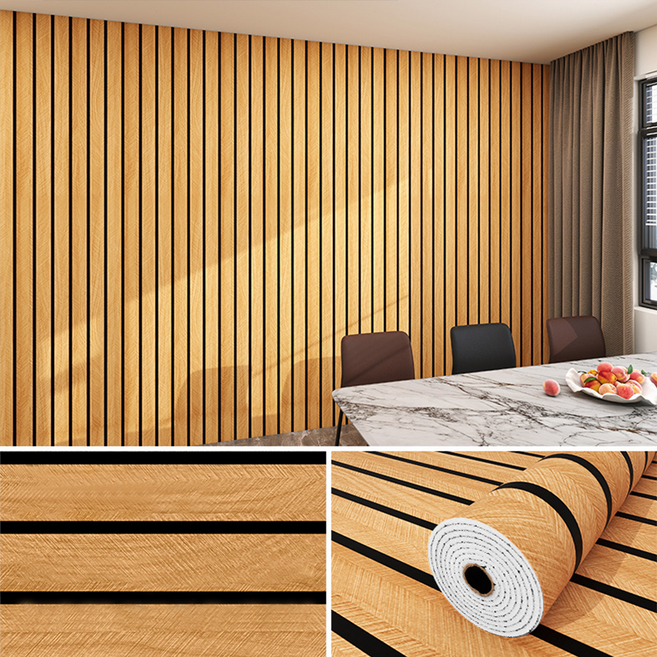 템바보드 벽지 붙이는 템바보드 단열벽지 셀프 접착식, 원목