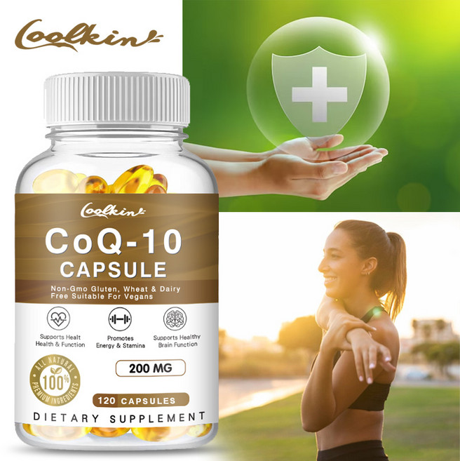 비워스 코엔자임 Q10 캡슐 200mg 코엔자임 Q10 채식주의자용 항산화제, 1개, 120정